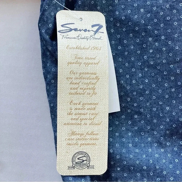 NWT SEVEN7 Button Down Dark Wash Blue Denim Jean Shirt - Picture 9 of 12